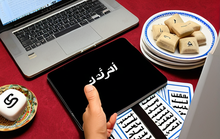 **

A person enthusiastically starting to learn Omani Arabic, with Arabic alphabet flashcards scattered around. Books on Omani culture and a laptop displaying an online Arabic course are visible in the background. The scene conveys a sense of adventure and the beginning of a language learning journey.

**